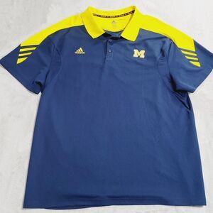 Michigan Wolverines Shirt Mens 3XL Blue NCAA Football Adidas Climalite Polo